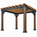 Pergola da giardino 300 x 300 x 250 cm in legno e metallo marrone/nero con tetto a listelli
