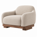 Poltrona 90 x 85 x 78 cm in tessuto beige con base in legno - stile contemporaneo