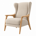 Poltrona 76 x 85 x 105 cm in tessuto beige e legno naturale - stile nordico con schienale alto