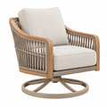 Poltrona da esterno 80 x 85 x 90 cm in legno corda e tessuto beige con base girevole
