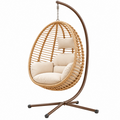 Poltrona sospesa da esterno 105 x 105 x 195 cm in rattan beige con struttura in acciaio stile bohémien