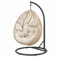 Poltrona sospesa 105 x 105 x 195 cm in rattan sintetico beige con supporto in acciaio nero da esterno