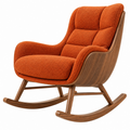 Sedia a dondolo 75 x 100 x 105 cm in tessuto bouclé arancione e legno stile moderno