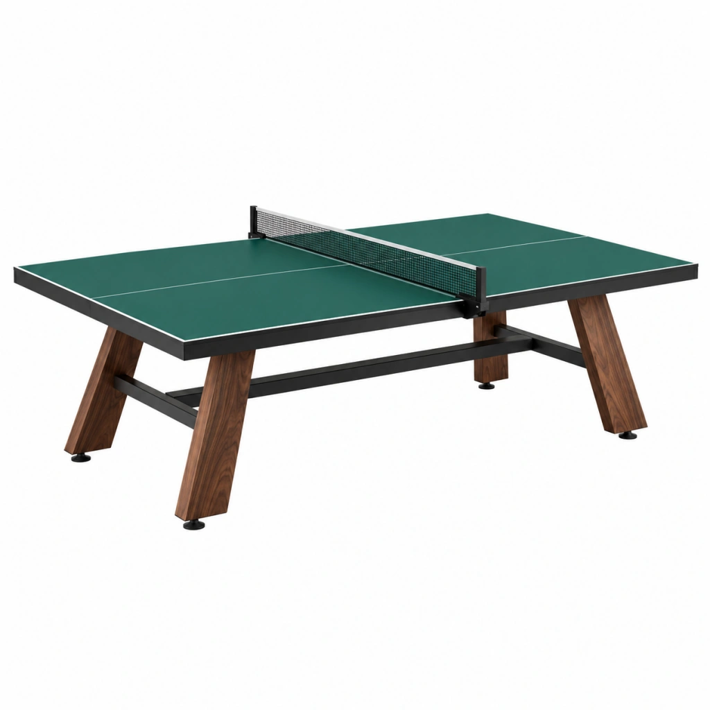 Tavolo da ping pong 274 x 152.5 x 76 cm verde con struttura in metallo e gambe effetto legno