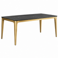 Tavolo da pranzo 140 x 80 x 75 cm nero e oro con piano effetto marmo e struttura in metallo